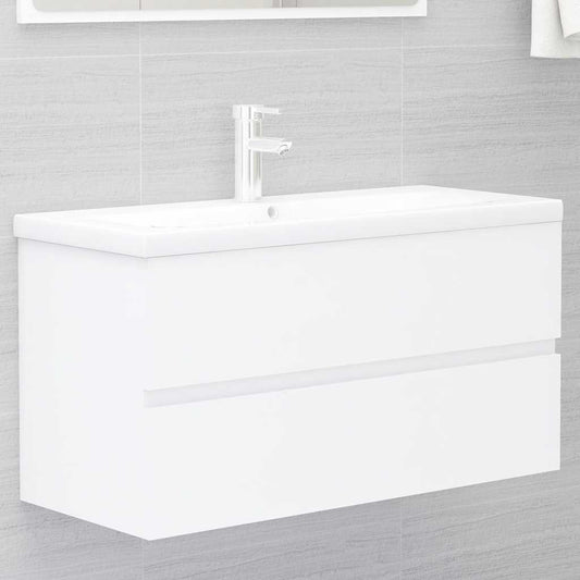 Mobile con Lavabo Integrato Bianco in Legno Multistrato | homemem39
