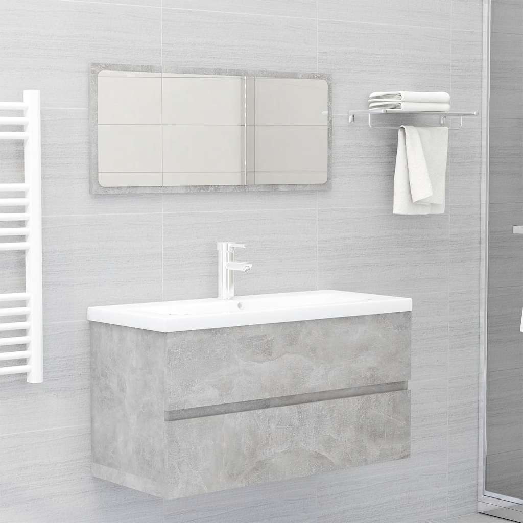 Mobile con Lavabo Integrato Grigio Cemento in Legno Multistrato | homemem39