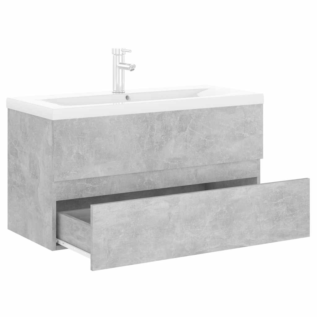 Mobile con Lavabo Integrato Grigio Cemento in Legno Multistrato | homemem39