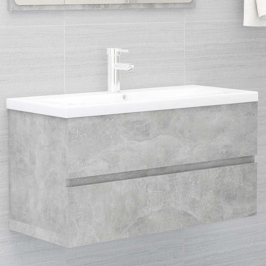 Mobile con Lavabo Integrato Grigio Cemento in Legno Multistrato | homemem39