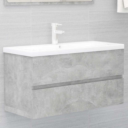Mobile con Lavabo Integrato Grigio Cemento in Legno Multistrato | homemem39