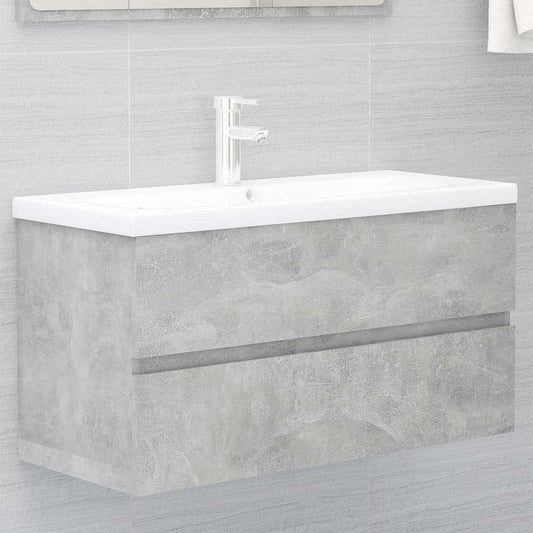 Mobile con Lavabo Integrato Grigio Cemento in Legno Multistrato | homemem39