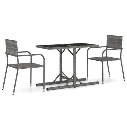 Set Mobili da Pranzo per Giardino 3 pz Grigio - homemem39