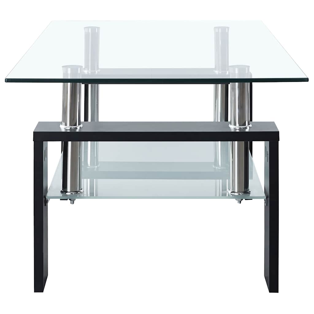 Tavolino Salotto Nero e Trasparente 95x55x40 cm Vetro Temperato | homemem39