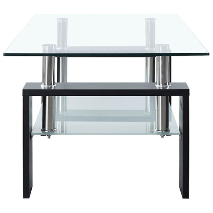 Tavolino Salotto Nero e Trasparente 95x55x40 cm Vetro Temperato | homemem39
