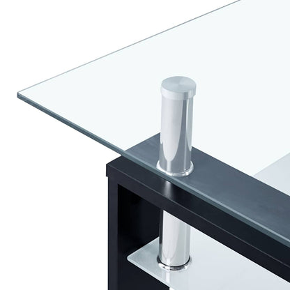 Tavolino Salotto Nero e Trasparente 95x55x40 cm Vetro Temperato | homemem39