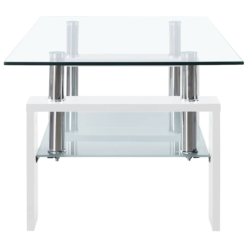 Tavolino Bianco e Trasparente 95x55x40 cm Vetro Temperato | homemem39