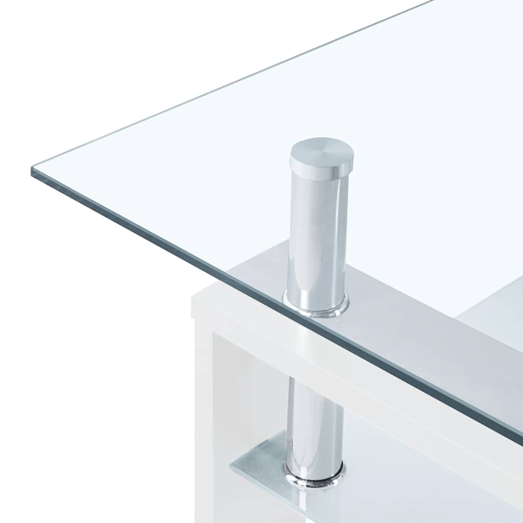 Tavolino Bianco e Trasparente 95x55x40 cm Vetro Temperato | homemem39