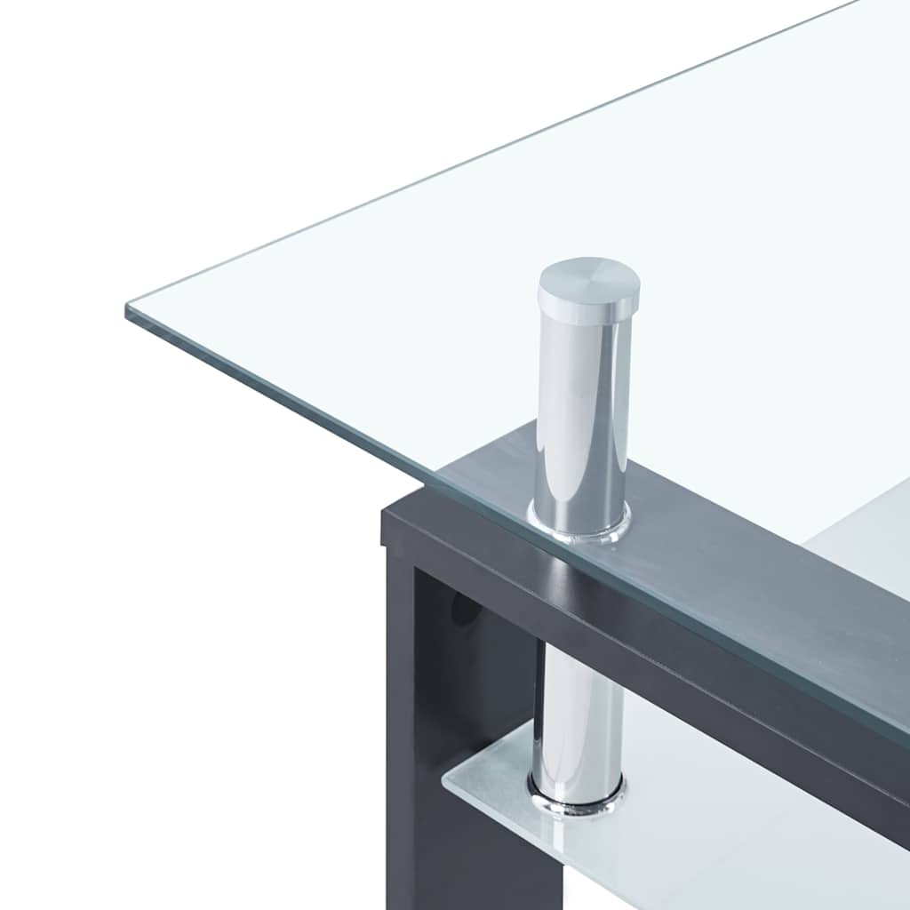 Tavolino Grigio e Trasparente 95x55x40 cm Vetro Temperato | homemem39