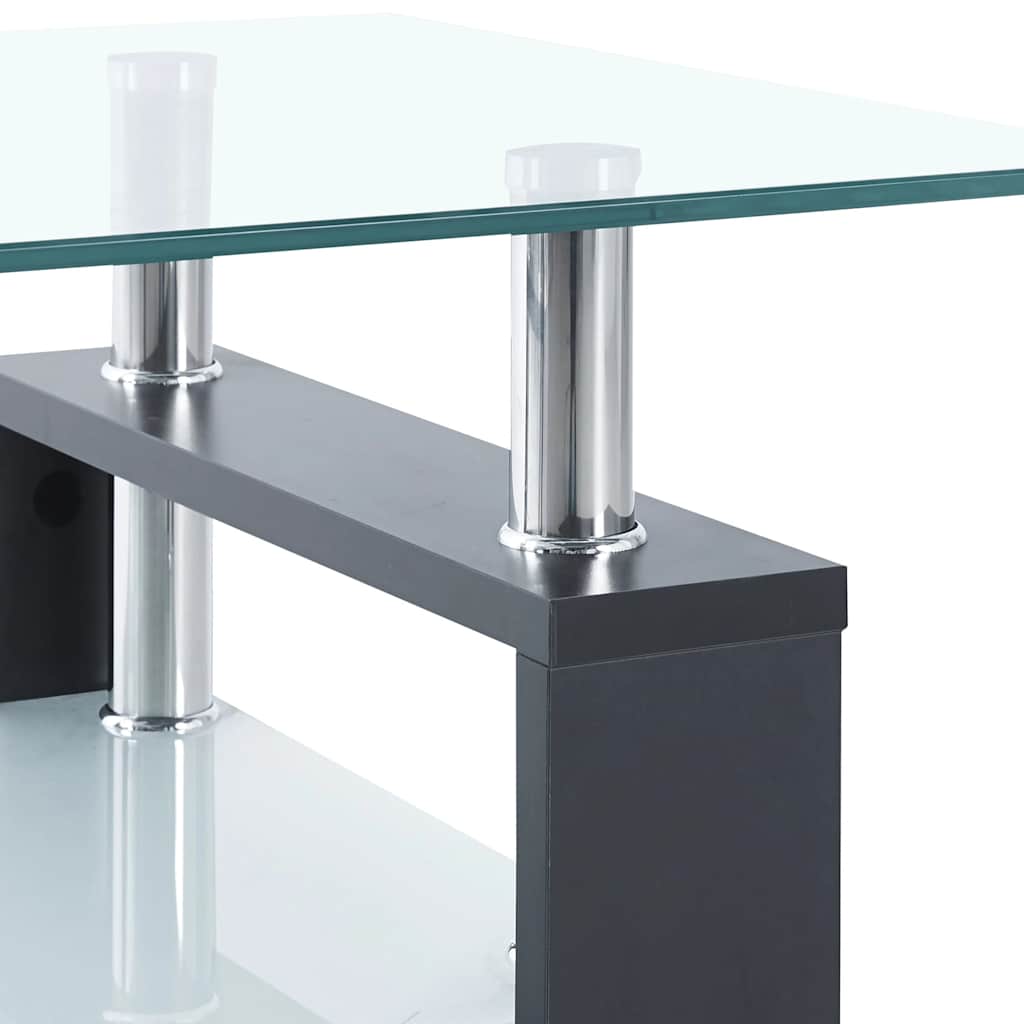 Tavolino Grigio e Trasparente 95x55x40 cm Vetro Temperato | homemem39