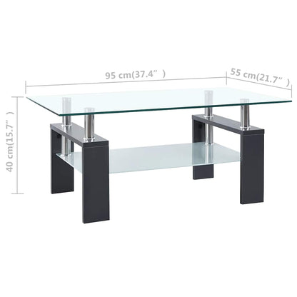 Tavolino Grigio e Trasparente 95x55x40 cm Vetro Temperato | homemem39