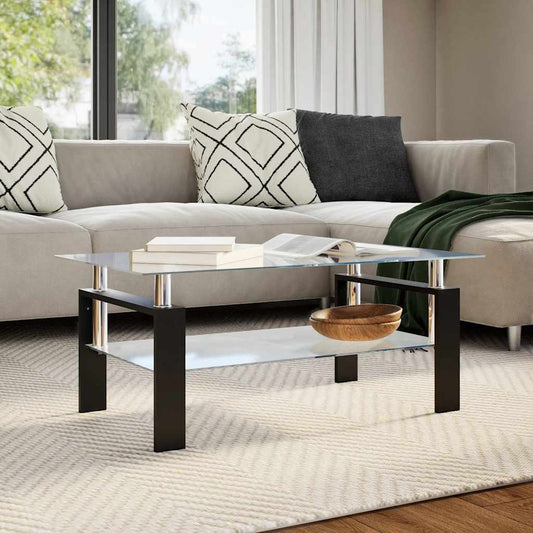Tavolino Grigio e Trasparente 95x55x40 cm Vetro Temperato | homemem39