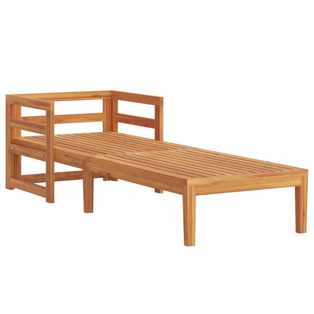 Lettino Prendisole con Cuscini Bianco Crema in Acacia Massello