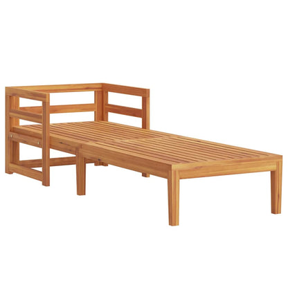 Lettino Prendisole con Cuscini Bianco Crema in Acacia Massello