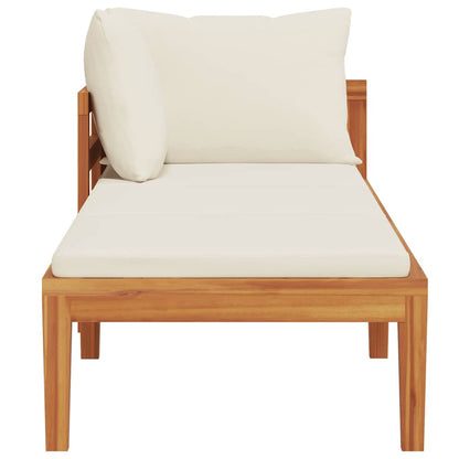 Lettino Prendisole con Bracciolo Bianco Crema Acacia Massello | homemem39