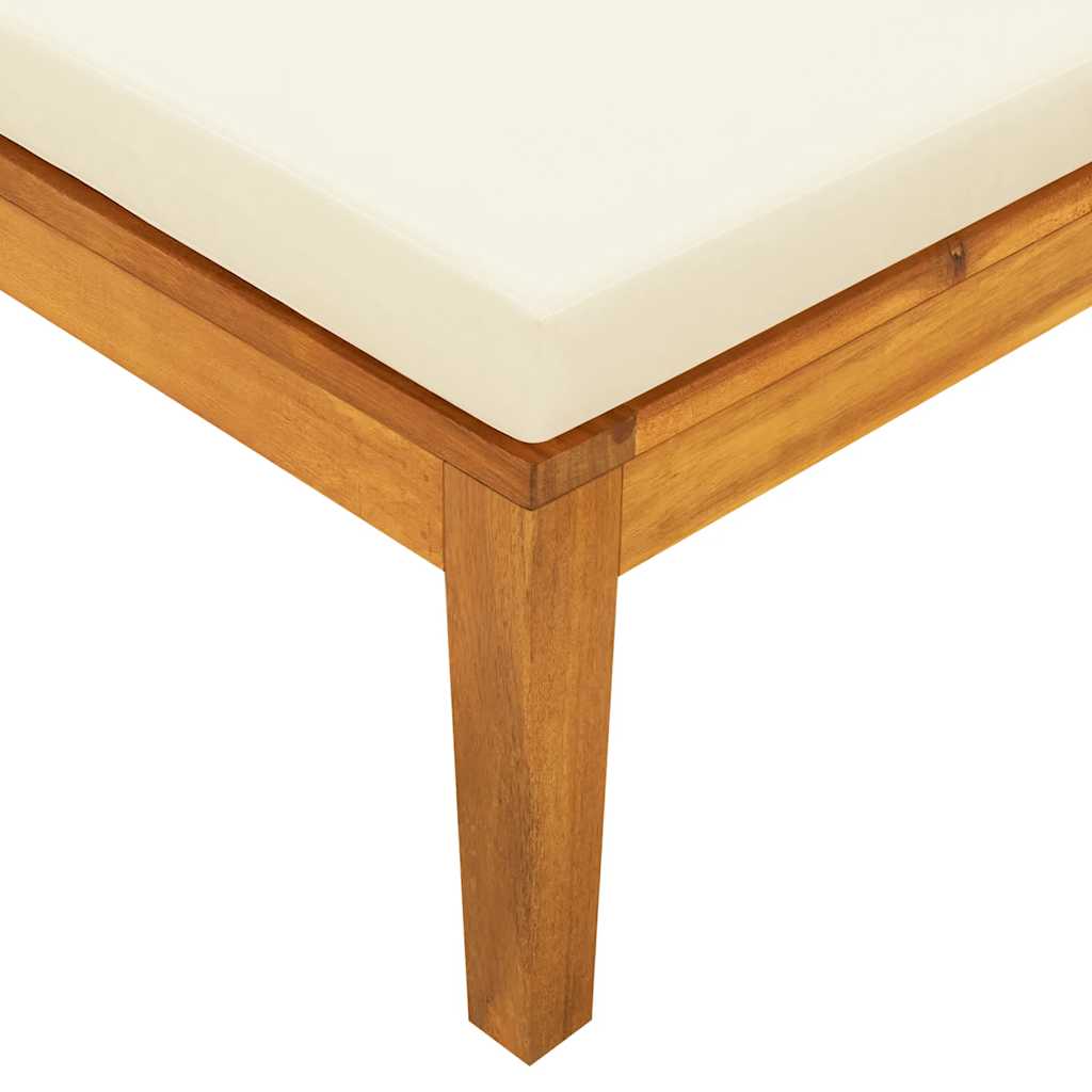 Lettino Prendisole con Bracciolo Bianco Crema Acacia Massello | homemem39