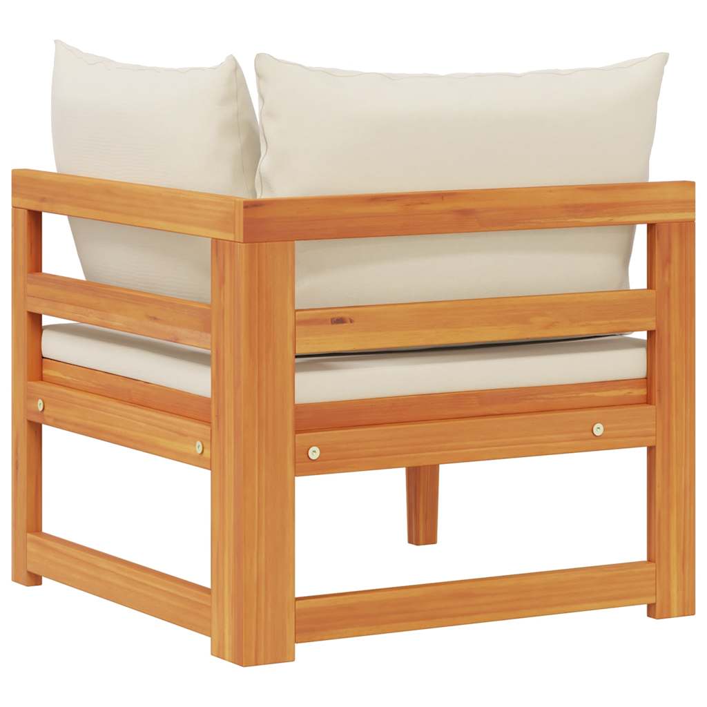 Divano Angolare con Cuscini Bianco Crema in Massello di Acacia - homemem39