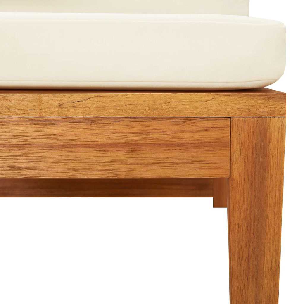 Divano Angolare con Cuscini Bianco Crema in Massello di Acacia - homemem39