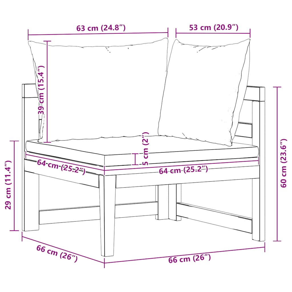 Divano Angolare con Cuscini Bianco Crema in Massello di Acacia - homemem39