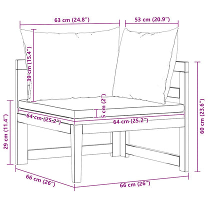 Divano Angolare con Cuscini Bianco Crema in Massello di Acacia - homemem39
