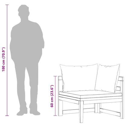 Divano Angolare con Cuscini Bianco Crema in Massello di Acacia - homemem39