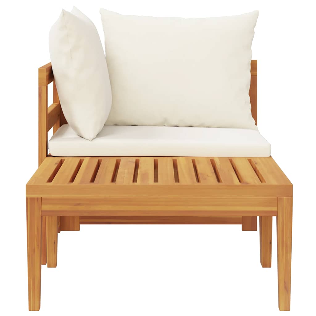 Set Divani Giardino 2 pz Cuscini Bianco Crema in Legno d'Acacia - homemem39