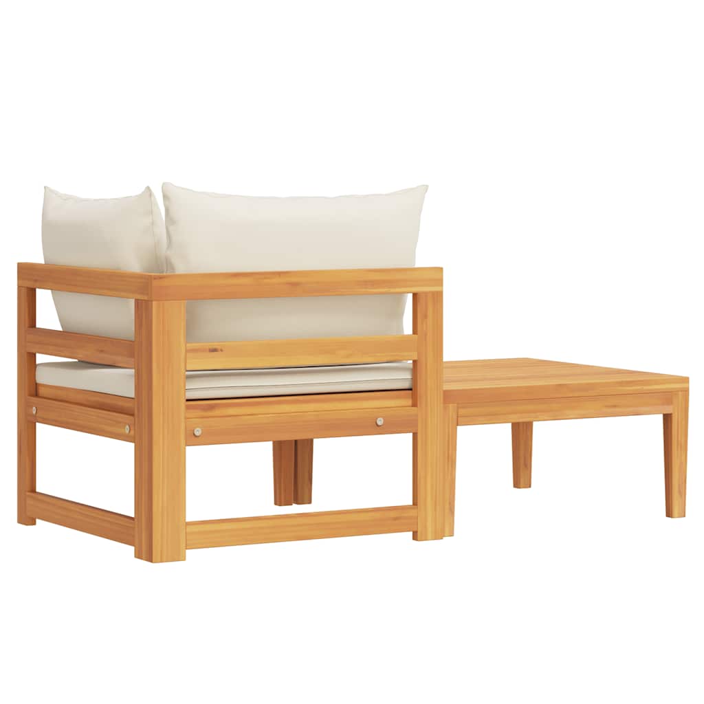 Set Divani Giardino 2 pz Cuscini Bianco Crema in Legno d'Acacia - homemem39