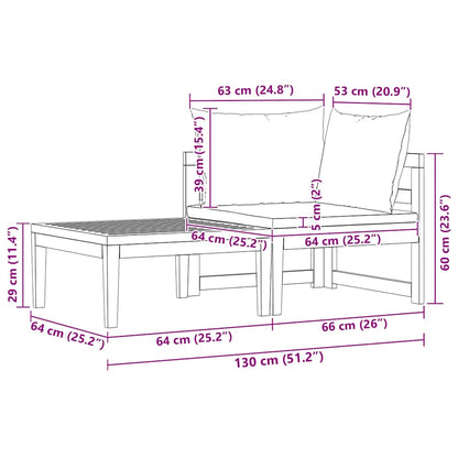 Set Divani Giardino 2 pz Cuscini Bianco Crema in Legno d'Acacia - homemem39
