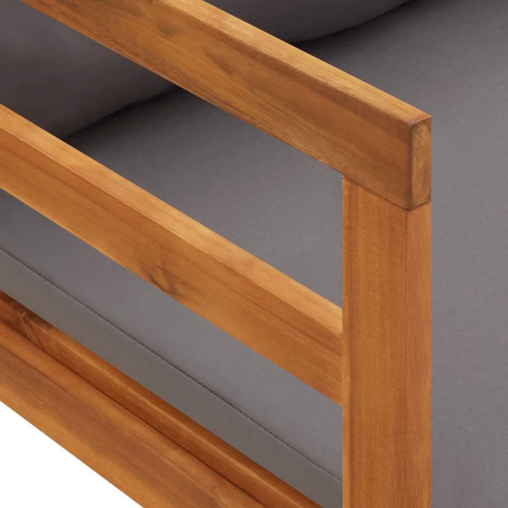 Lettino Prendisole con 1 Bracciolo Grigio Scuro Massello Acacia | homemem39