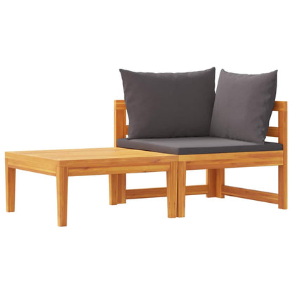 Set Divani Giardino 2 pz con Cuscini Grigio Scuro Legno Acacia | homemem39