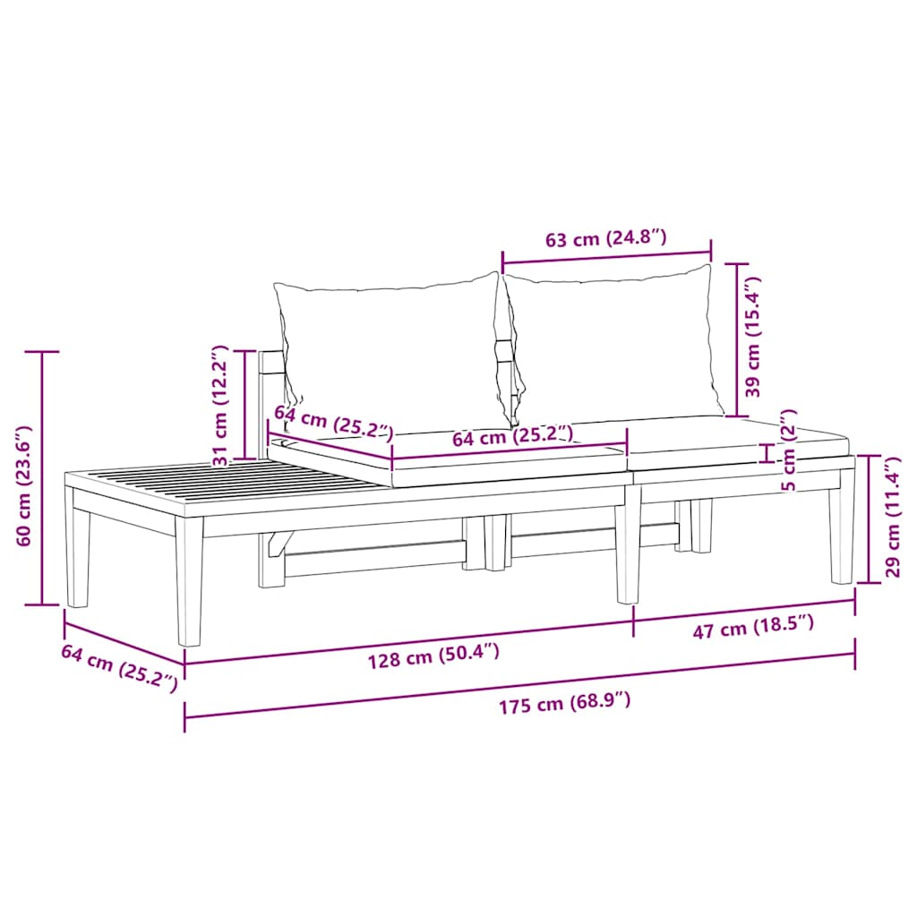 Set Divani Giardino 2 pz con Cuscini Grigio Scuro Legno Acacia | homemem39