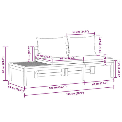 Set Divani Giardino 2 pz con Cuscini Grigio Scuro Legno Acacia | homemem39