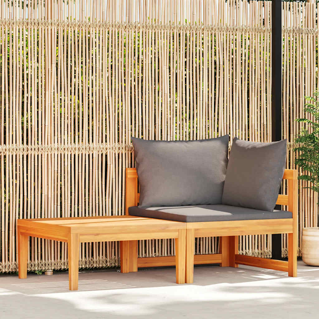 Set Divani Giardino 2 pz con Cuscini Grigio Scuro Legno Acacia | homemem39