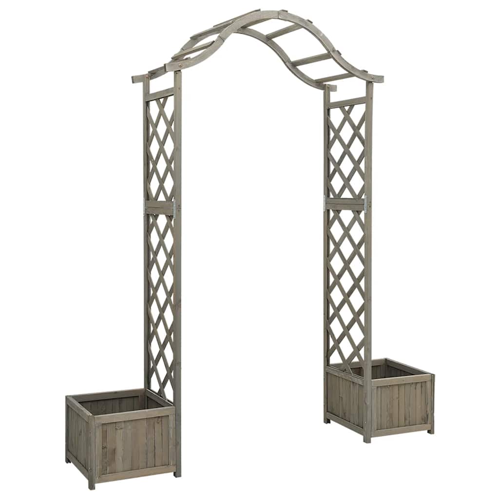 Pergola da Giardino con Fioriera Grigio Legno Massello di Abete | homemem39