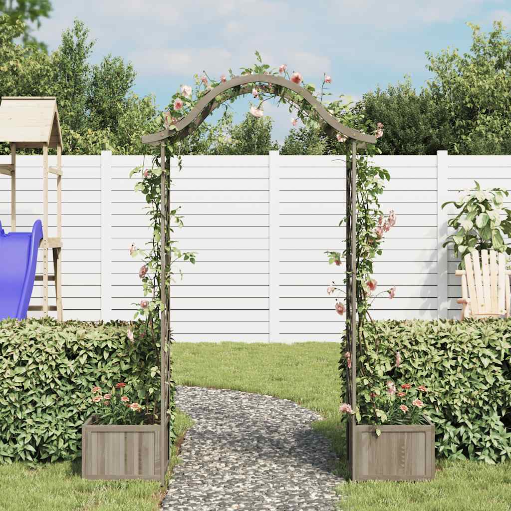 Pergola da Giardino con Fioriera Grigio Legno Massello di Abete | homemem39