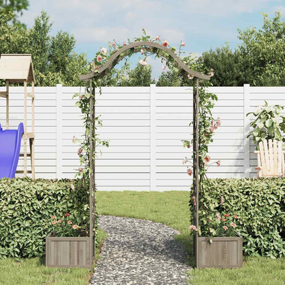Pergola da Giardino con Fioriera Grigio Legno Massello di Abete | homemem39