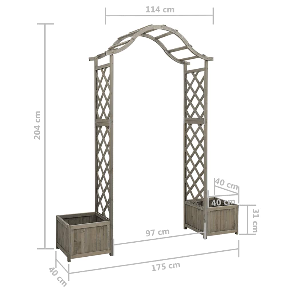 Pergola da Giardino con Fioriera Grigio Legno Massello di Abete | homemem39