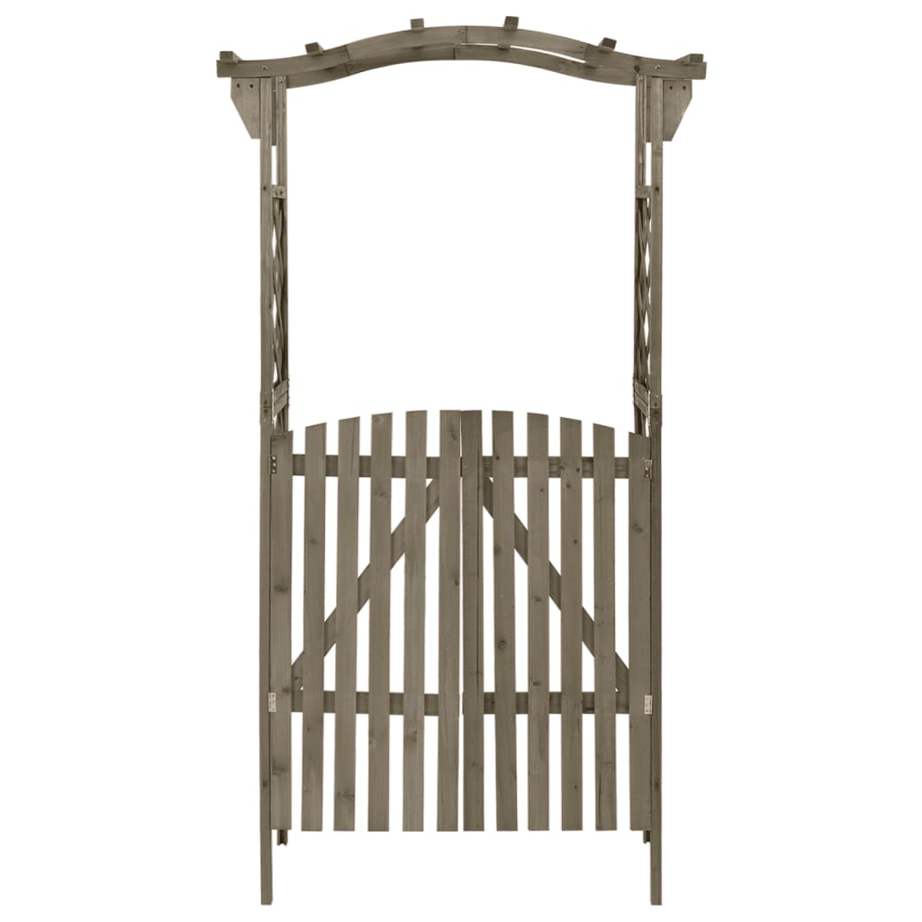 Pergolato con Cancello 116x40x204 cm Grigio in Legno di Abete | homemem39