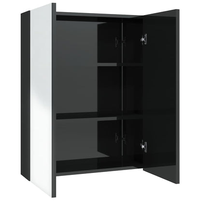 Armadietto a Specchio per Bagno 60x15x75 cm MDF Nero Lucido | homemem39