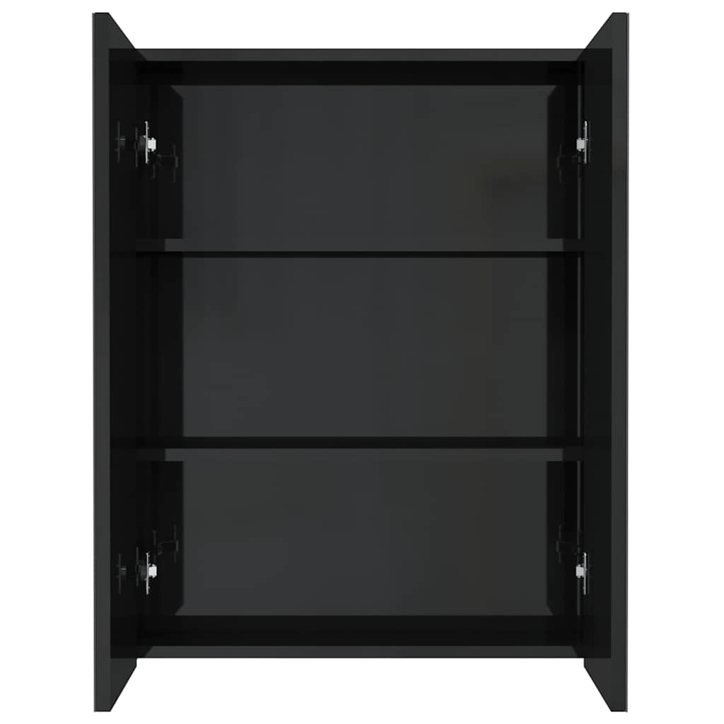 Armadietto a Specchio per Bagno 60x15x75 cm MDF Nero Lucido | homemem39