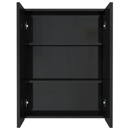 Armadietto a Specchio per Bagno 60x15x75 cm MDF Nero Lucido | homemem39