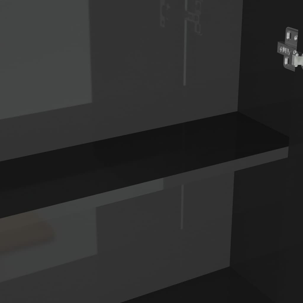 Armadietto a Specchio per Bagno 60x15x75 cm MDF Nero Lucido | homemem39