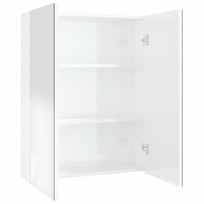 Armadietto a Specchio per Bagno 60x15x75 cm MDF Bianco Lucido | homemem39