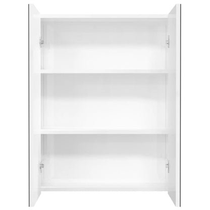 Armadietto a Specchio per Bagno 60x15x75 cm MDF Bianco Lucido | homemem39