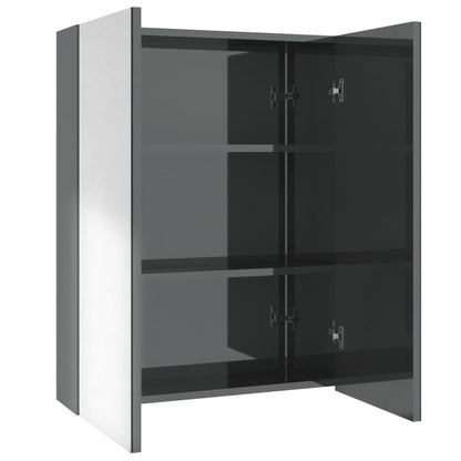 Armadietto a Specchio per Bagno 60x15x75 cm MDF Grigio Lucido | homemem39