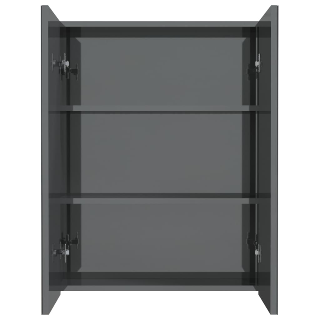 Armadietto a Specchio per Bagno 60x15x75 cm MDF Grigio Lucido | homemem39
