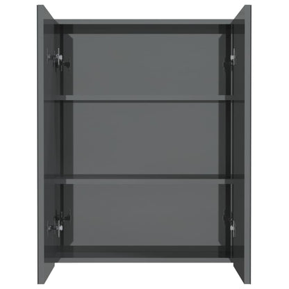 Armadietto a Specchio per Bagno 60x15x75 cm MDF Grigio Lucido | homemem39