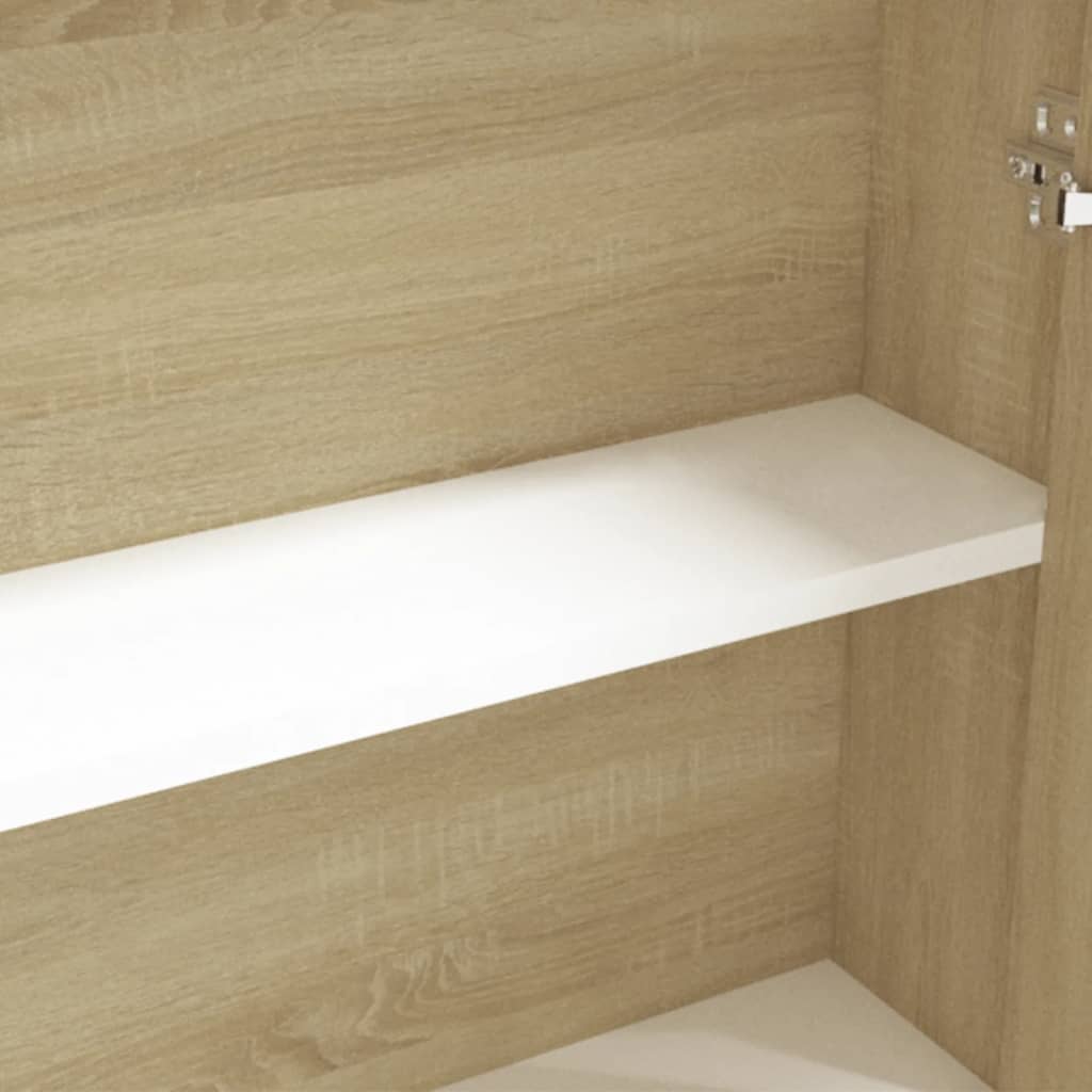 Armadietto a Specchio per Bagno 60x15x75 cm MDF Bianco e Rovere | homemem39