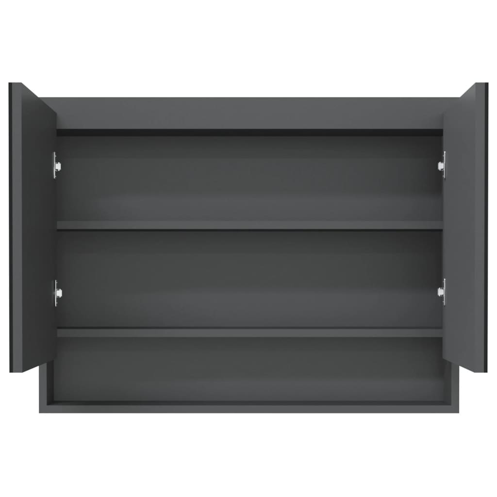 Armadietto Bagno con Specchio 80x15x60 cm in MDF Grigio | homemem39