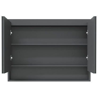 Armadietto Bagno con Specchio 80x15x60 cm in MDF Grigio | homemem39